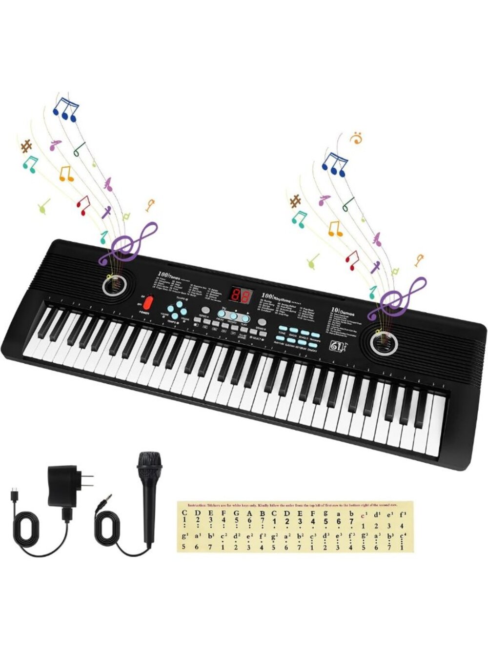 61-Key Portable Digital Piano Keyboard for Beginners | Lightweight & Versatile
